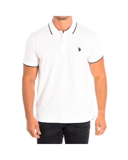 U.S. POLO ASSN. White Kory Short Sleeve With Contrast Lapel Collar 64782 for men