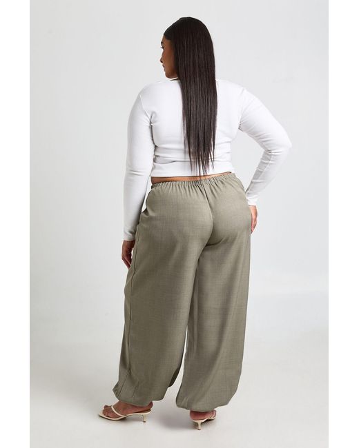 Boohoo Green Plus Tie Front Marl Wide Leg Trouser