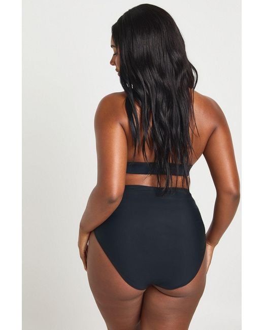 Boohoo Blue Plus Essentials Ruched High Waist Brief