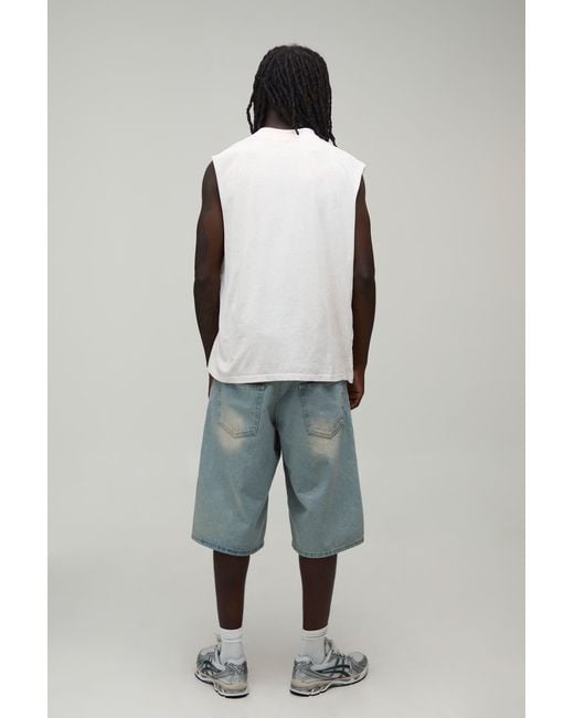 BoohooMAN White Oversized Nirvana Acid Wash License Print Tank for men