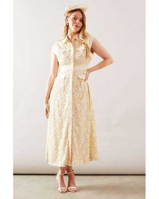 Wallis Natural Lace Pocket Midaxi Dress