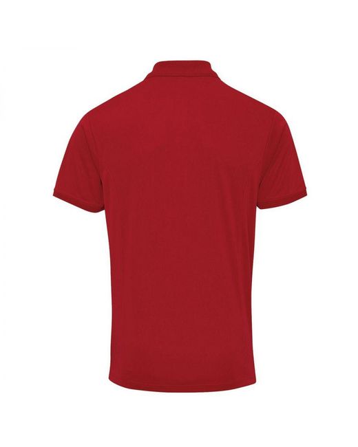PREMIER Red Coolchecker Pique Short Sleeve Polo T-Shirt for men
