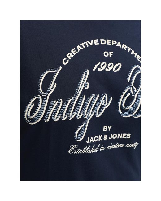 Jack & Jones Blue Graphic T Shirt Round Neck Tee Plus Size for men