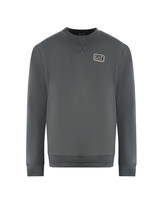 EA7 Gray Branded Patch Logo Iron Gate Sweatershirt for men