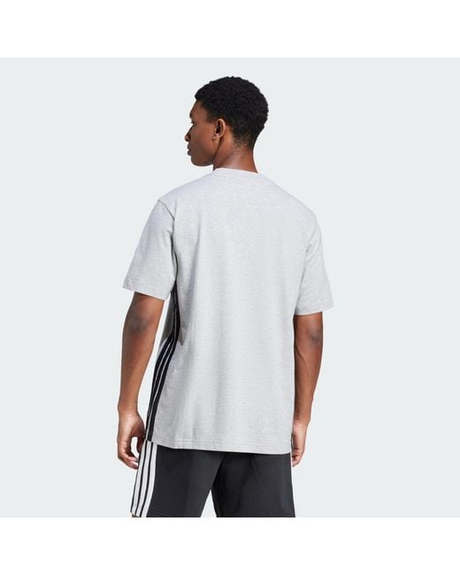 Adidas White Essentials 3-Stripes Single Jersey Tee for men