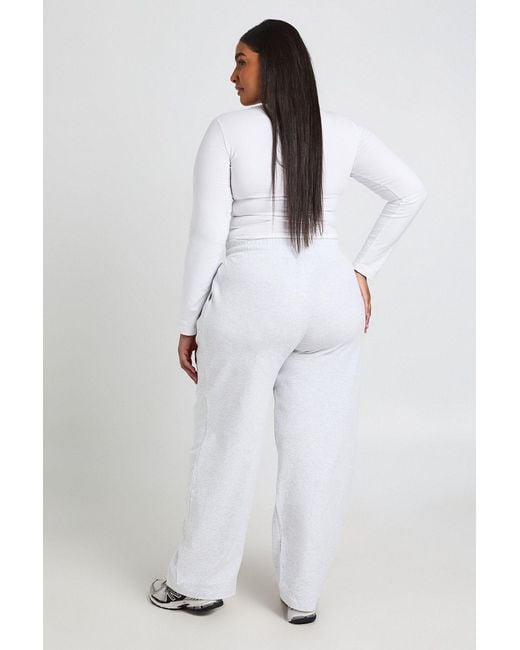 Boohoo White Plus Rib Pleated Balloon Joggers