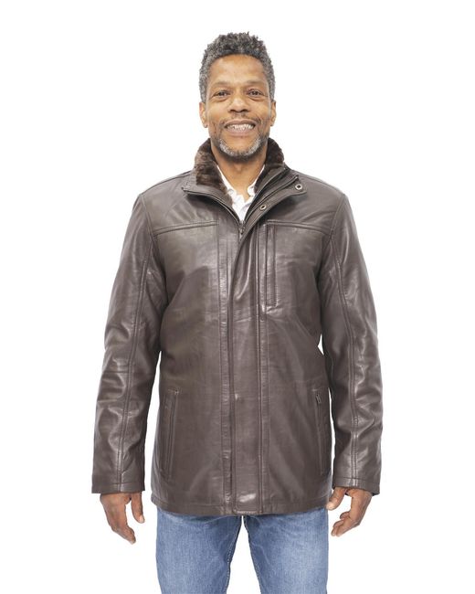 Infinity Leather Brown Mid Length Coat-Hanoi for men