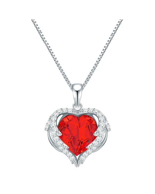 Rafaela Donata Red Embellished With Swarovski Crystals Necklace Sterling