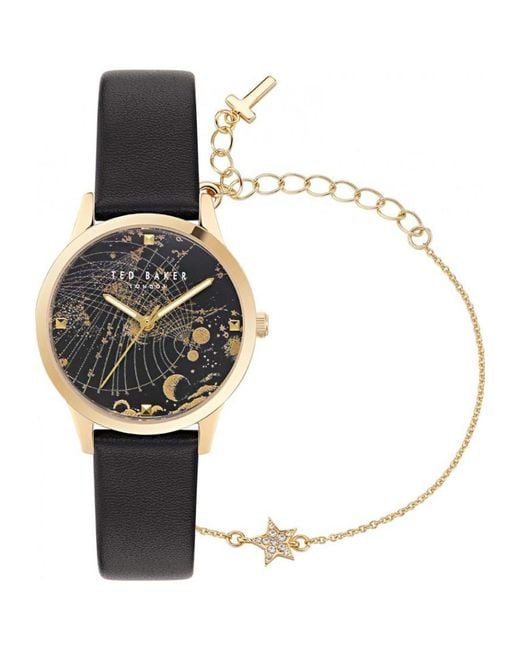 Ted Baker Black Bkgfw2302 Ladies Fitzrovia Watch And Bracelet Gift Set