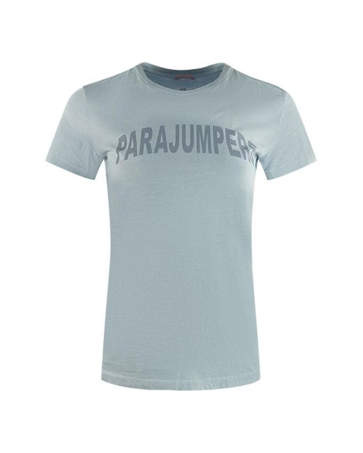 Parajumpers Blue Cristie Brand Logo Vapour T-Shirt Cotton