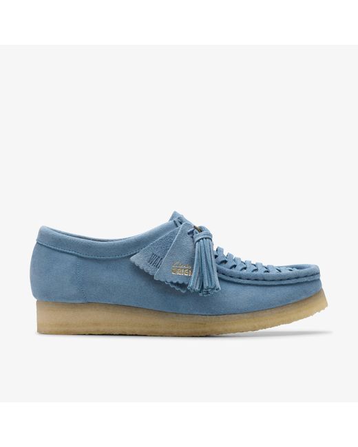 Clarks Blue Wallabee Weave Powder Sde Shoes