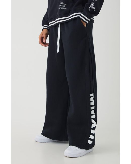 BoohooMAN Black Extreme Wide Leg Pleated Gusset Jogger for men