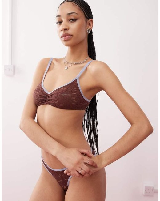 Motel Natural Lengkai Contrast Edge Lace Bra