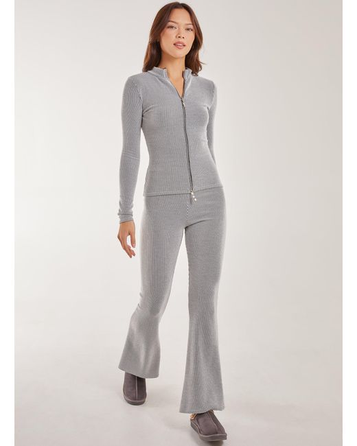 Pink Vanilla Gray Two Tone Ribbed Flares