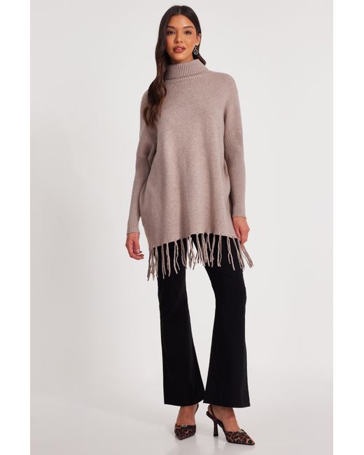 Quiz Natural Knit Tassel Hem Jumper Viscose
