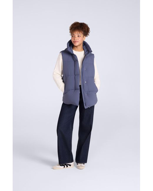 Mountain Warehouse Blue 'Oslo' Padded Gilet Hooded Warm Funnel Neck Windproof Sleeveless Jacket