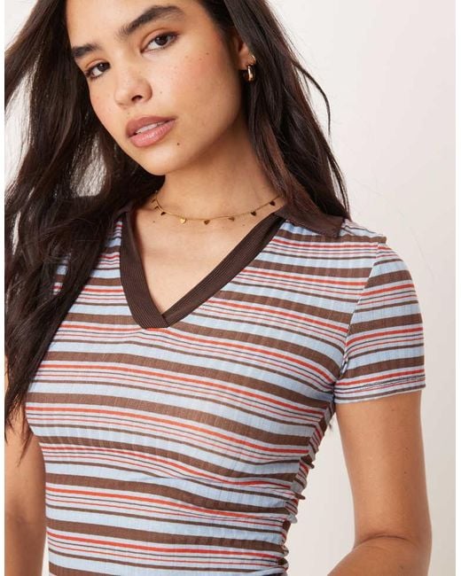 ASOS Gray Shrunken Rugby Collar Polo Top Co-Ord