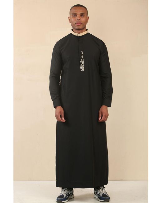 Thobez Black Thobe Arab Saudi Emirati Islamic Clothing Jubba Robe for men