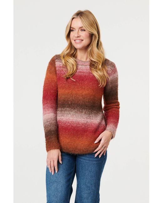 Izabel London Striped Textured Slim Fit Jumper
