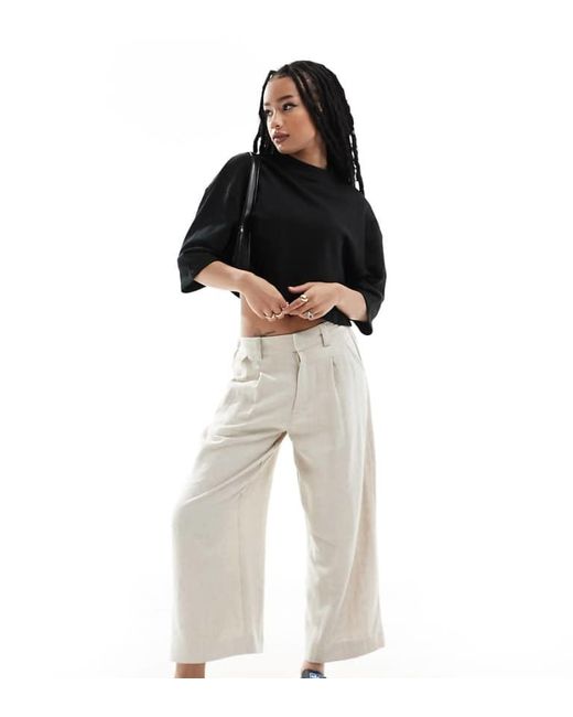 ASOS Black Design Dad Culotte With Linen