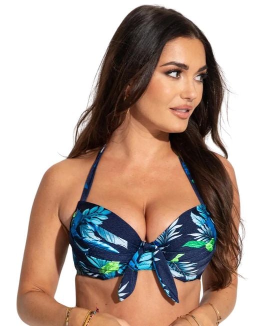 Pour Moi Blue Palermo Padded Halter Bikini Top