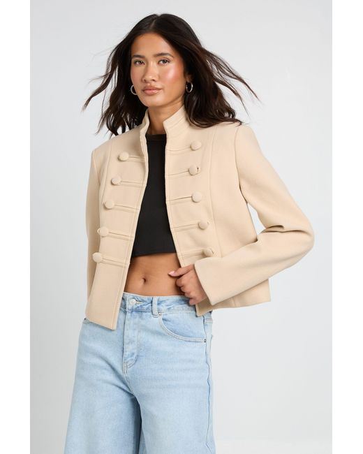 Boohoo Blue Military Cropped Jacket