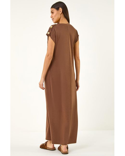 Roman Brown Button Detail Shirt Midi Dress