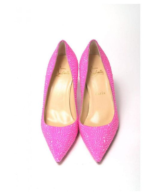 Christian Louboutin Pink Hot Embellished High Heels Pumps Leather