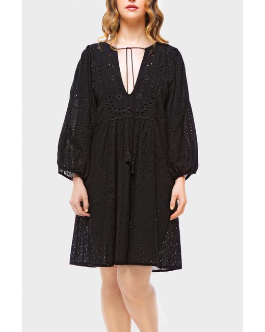 Elle Black Jane Embroidery Anglaise Beach Dress
