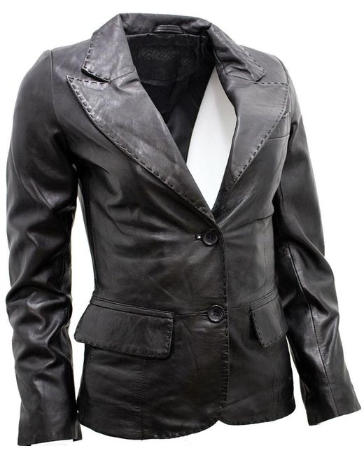 Infinity Leather Gray 2 Button Blazer Jacket-Newport