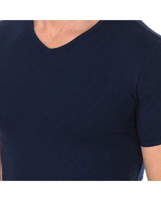 Bikkembergs Blue Pack-2 Essential Short-Sleeved T-Shirts Bkk1Uts02Bi for men
