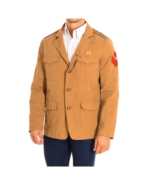 La Martina Orange Regular Fit Jacket With Lapel Collar Tmje30-Tw412 for men