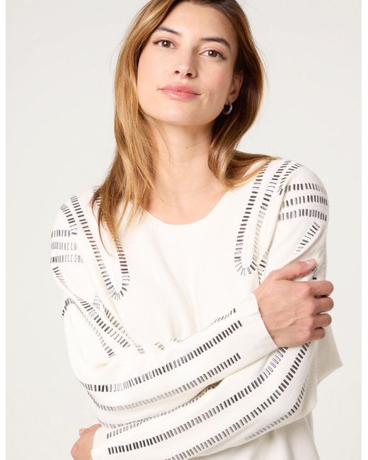 Blue Vanilla White Embellished Shoulder Jumper