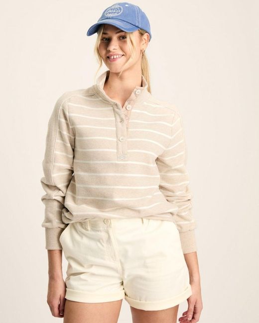 Joules Natural Southwold 1/4 Button Sweatshirt