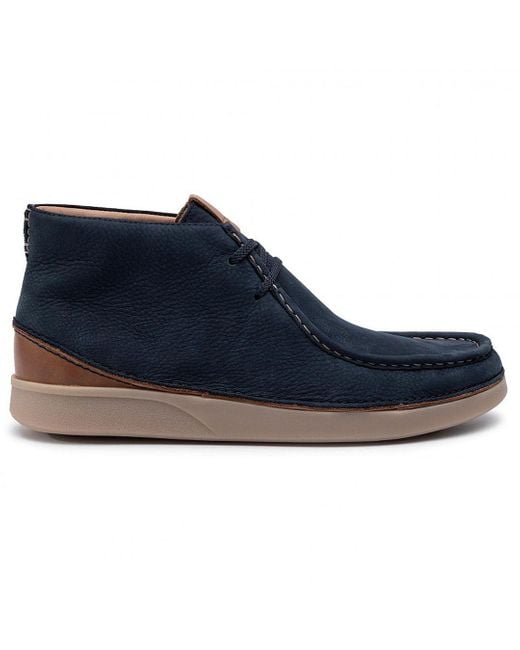 Clarks Blue Oakland Mid Boots for men
