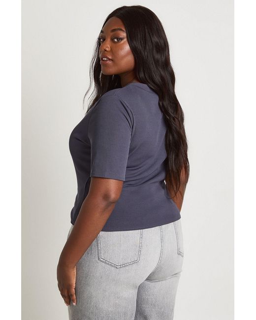 Boohoo Purple Plus Double Layer Button Down Short Sleeve Top