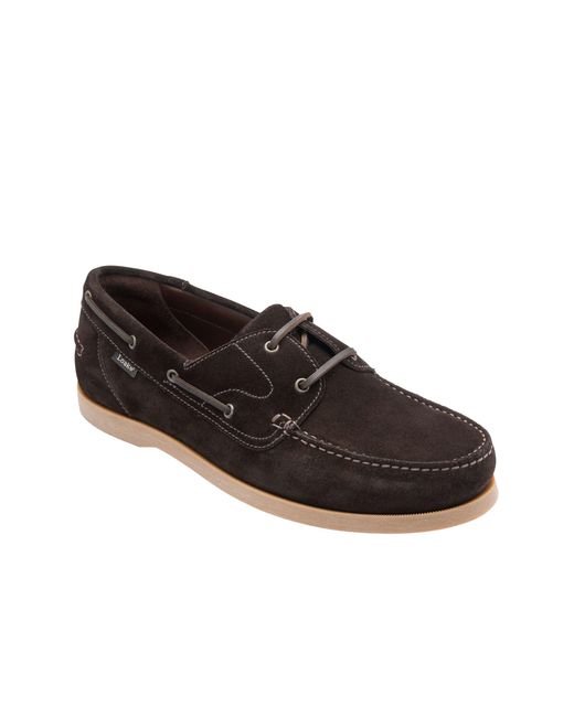 Loake Black Padstow Boat Shoe Dark Suede Cotton for men