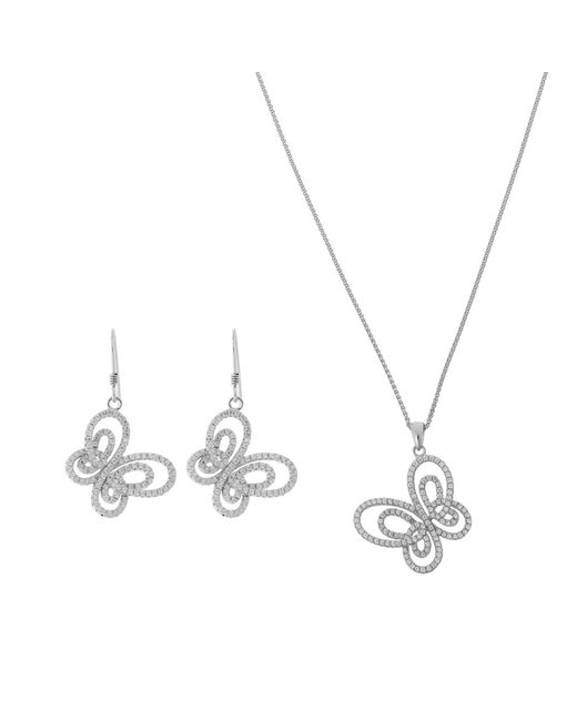 Orphelia Metallic 925 Sterling Set: Chain-Pendant + Earrings