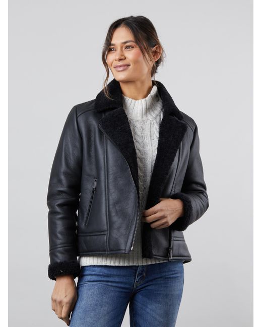 Lakeland Leather Blue Lindeth Sheepskin Aviator Jacket