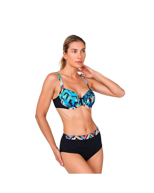 Teleno Blue Bikini With Underwire And High Waist Bottom Tegb1425C
