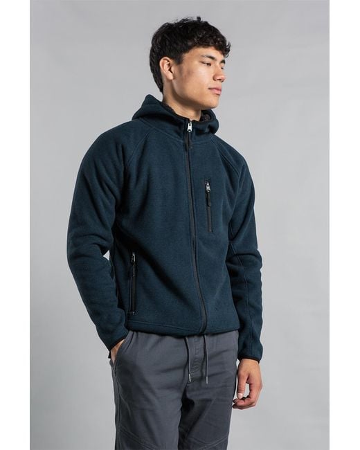 Kensington Eastside Blue Zip-Through Hooded Fleece With Sherpa Lining for men