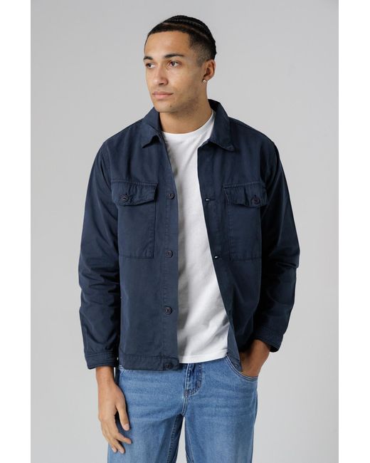 Monkee Genes Blue Organic Cotton Relaxed Overshirt With Utility-Style Pockets