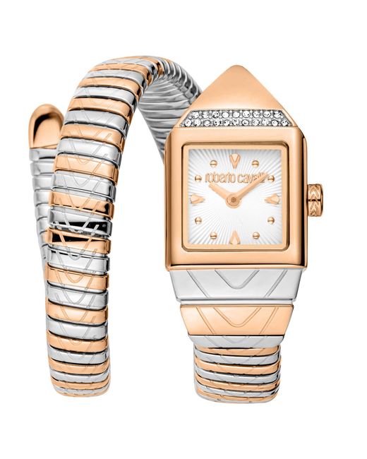 Roberto Cavalli White Snake Stainless Steel Two Tone Color Watch