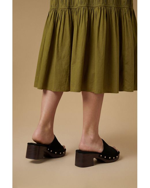Oasis Green Henrie Faux Suede High Heeled Mule Sandals
