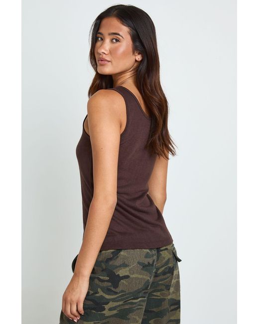Boohoo Brown Slub Scoop Neck Vest