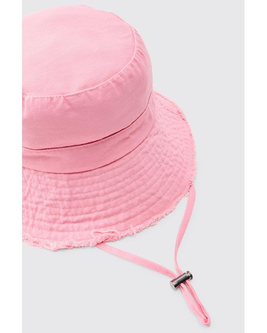 BoohooMAN Pink Bucket Hat With Drawstring for men
