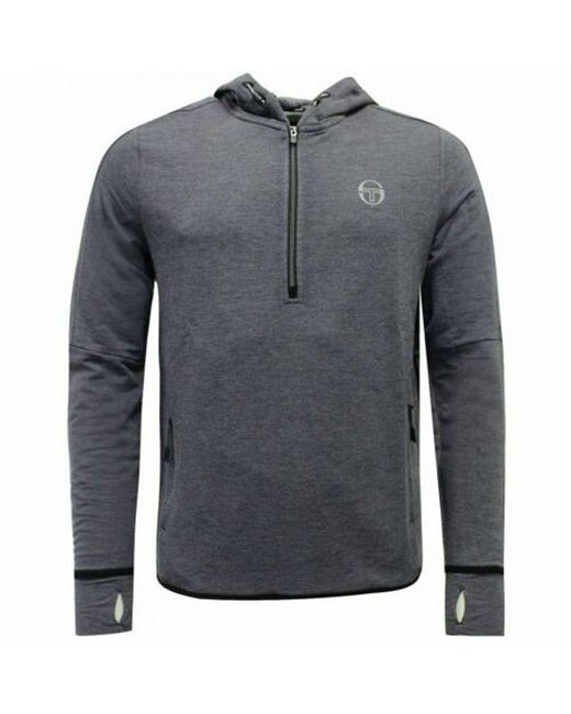Sergio Tacchini Gray Long Sleeve Half Zip Up Hooded Grey Idra Sweaters 37678 961 Cotton for men
