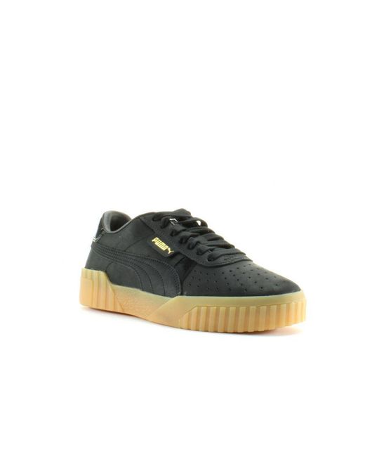 PUMA Green Cali Nubuck Leather Lace Up Trainers 369161 03
