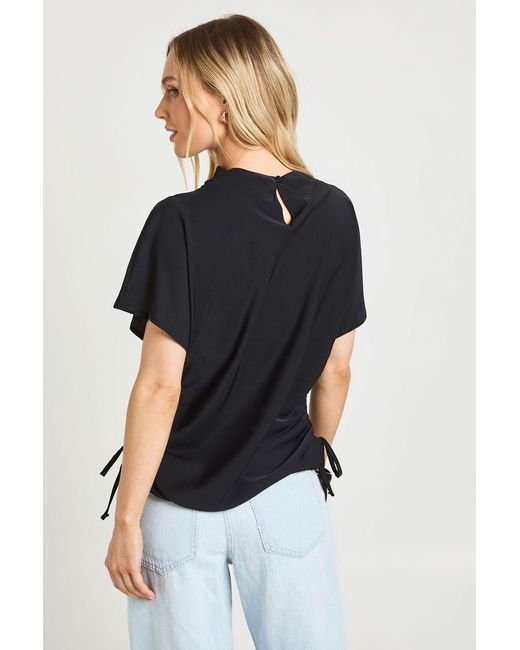 Boohoo Black Petite Loose Ruched Side Body Top