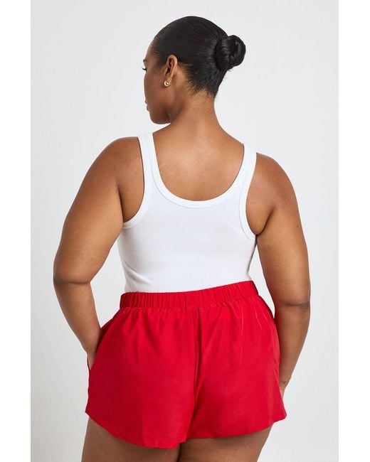 Boohoo Red Plus Nylon Boxer Style Runner Shorts